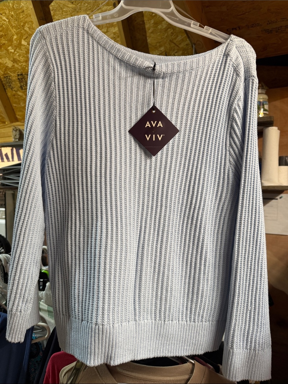 Ava & Viv Pale Blue Ribbed Scoop-Neck Sweater